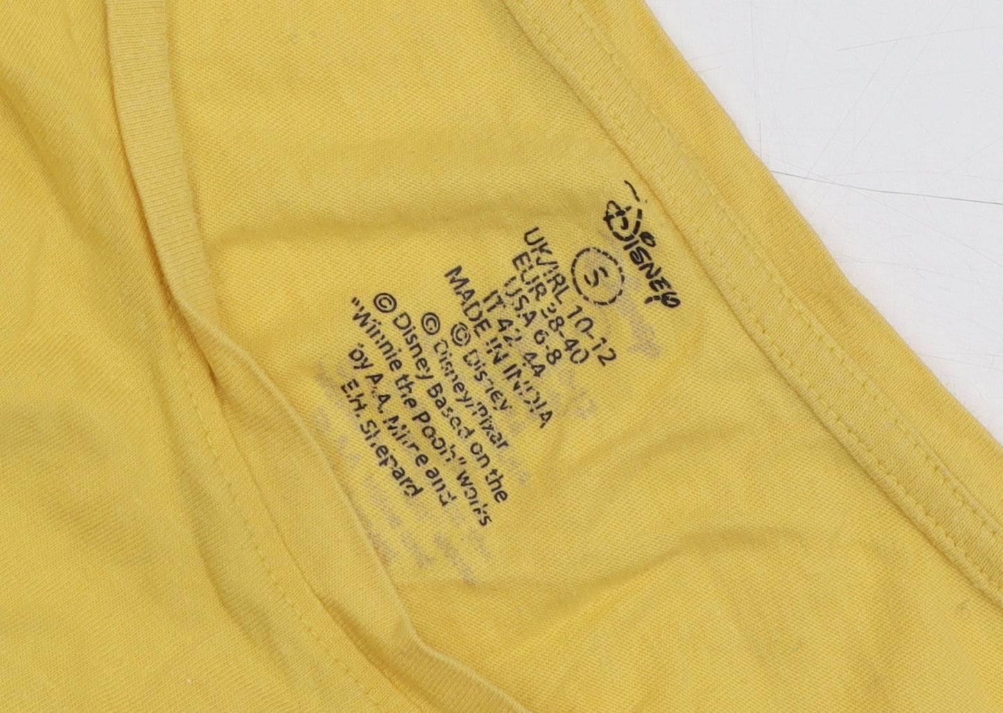 Womens UK Size 10-12 Disney Yellow Basic T-Shirt