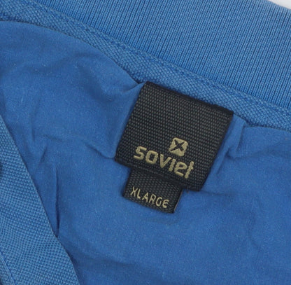 Soviet Men's Blue Striped XL Polo Shirt - Casual Style