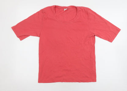 Womens UK Size 12 Cotton Traders Red Basic T-Shirt