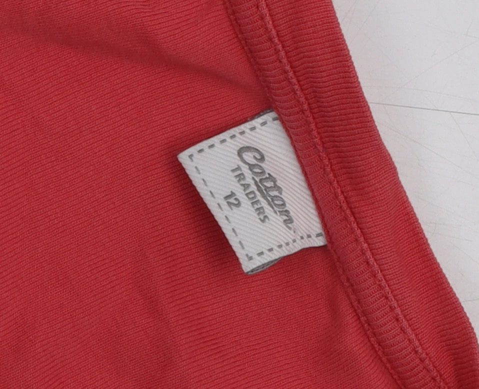 Womens UK Size 12 Cotton Traders Red Basic T-Shirt