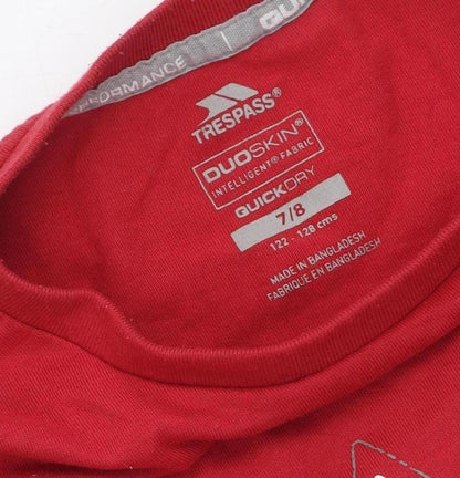 Trespass Boys Red T-Shirt 7-8 Years - Graphic Quick Dry Top