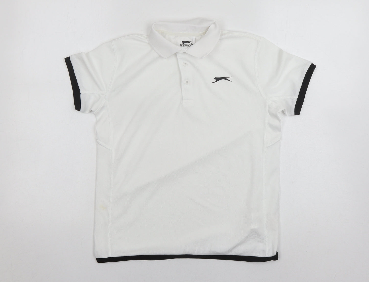 Slazenger Boys White Polo Shirt, Age 11-12, Logo Accent