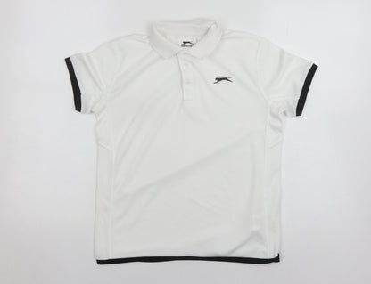 Slazenger Boys White Polo Shirt, Age 11-12, Logo Accent