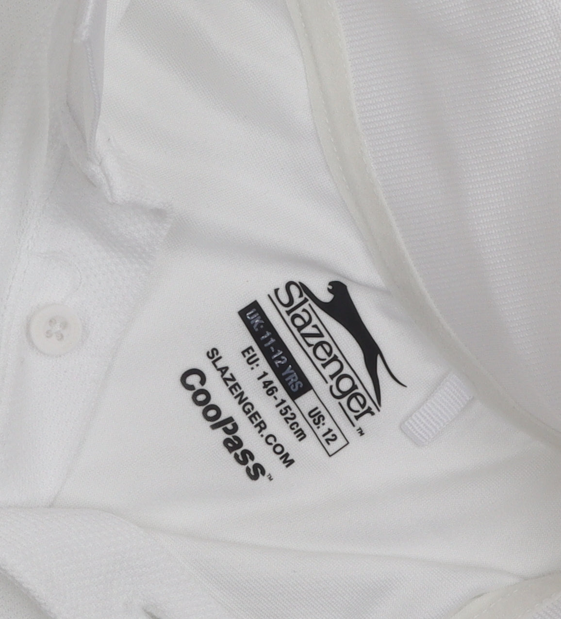 Slazenger Boys White Polo Shirt, Age 11-12, Logo Accent