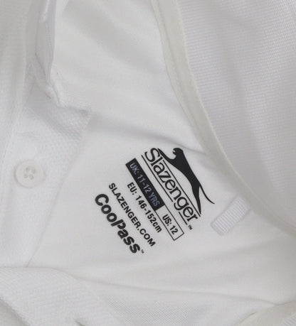 Slazenger Boys White Polo Shirt, Age 11-12, Logo Accent