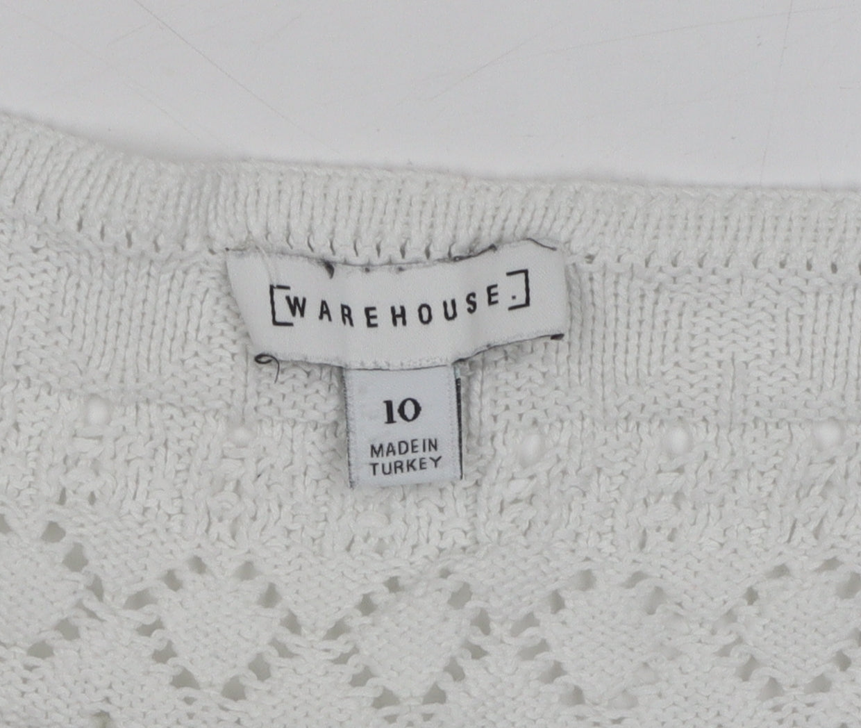 Womens UK Size 10 Warehouse White Henley Jumper
