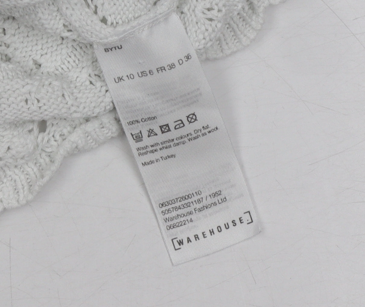 Womens UK Size 10 Warehouse White Henley Jumper