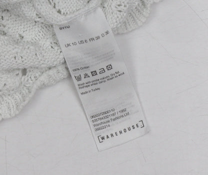 Womens UK Size 10 Warehouse White Henley Jumper