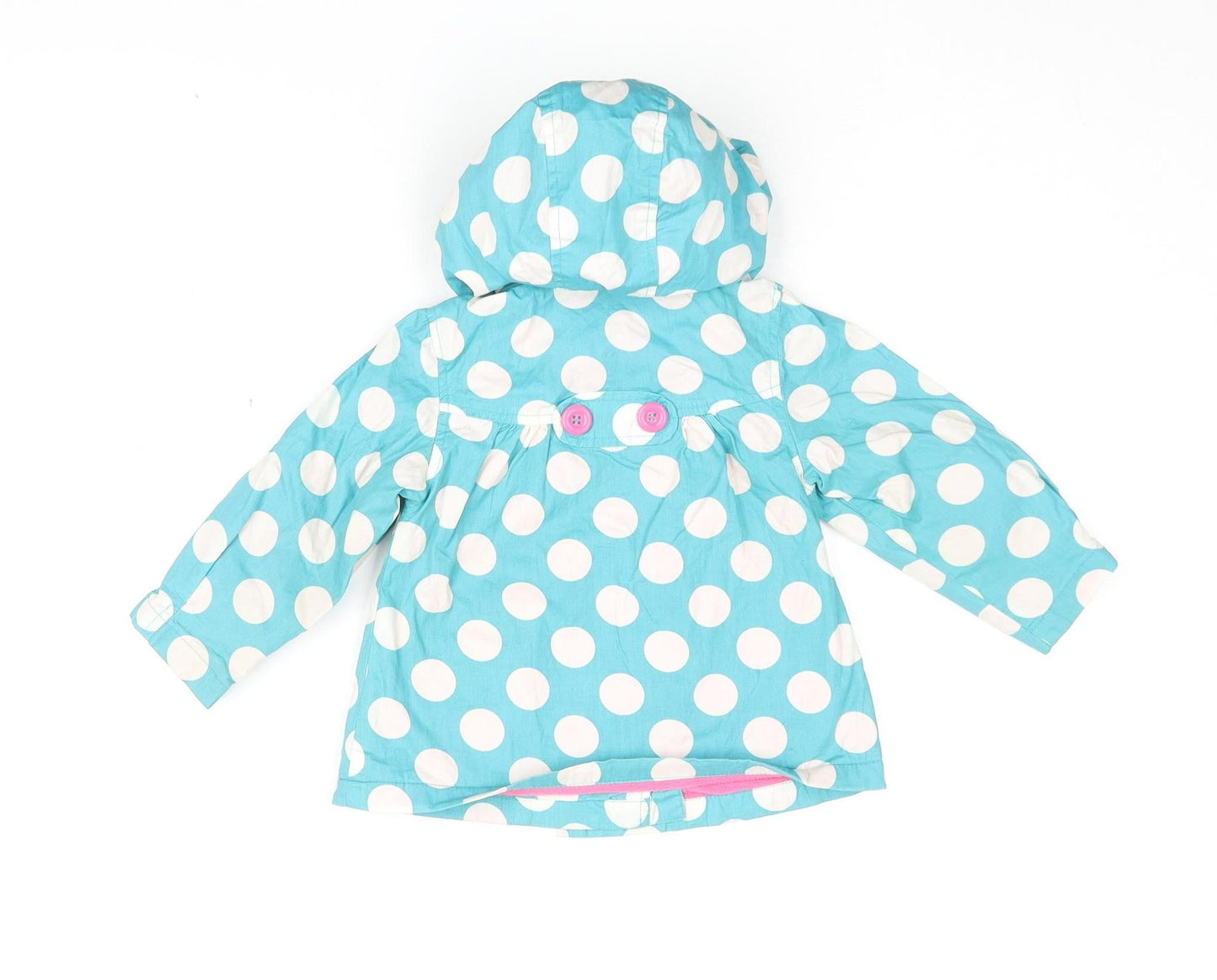 Mothercare Girls Blue Polka Dot Hooded Rain Coat 12-18 Months