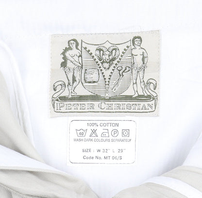 Peter Christian Men's Beige Chino Trousers, Size L, 32 Waist