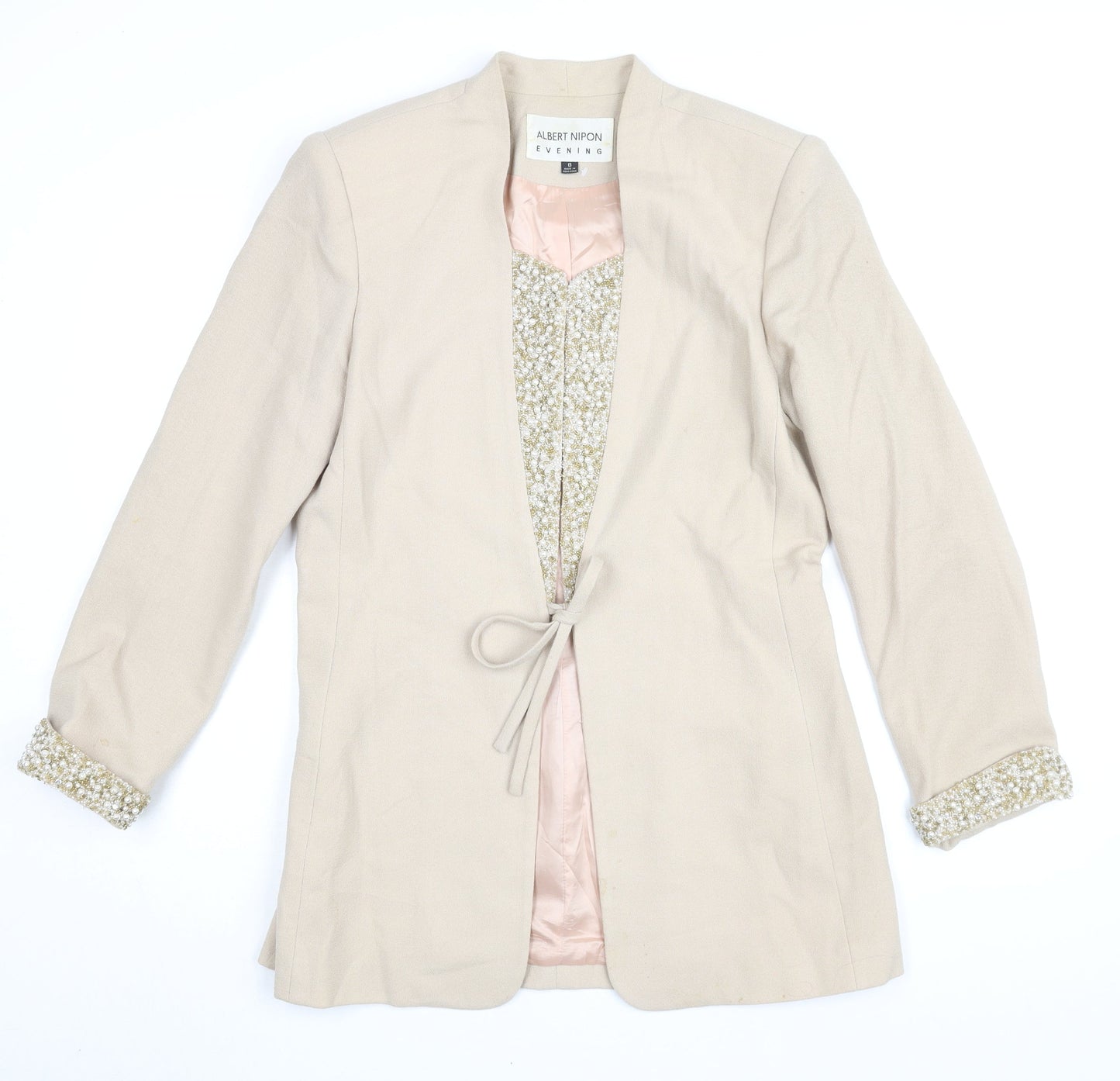 Albert Nipon Women’s Beige Blazer Size 12 Formal Classic