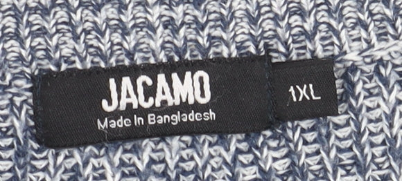 Jacamo Men Blue Striped Chunky-Knit Pullover 2XL