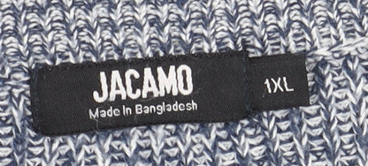 Jacamo Men Blue Striped Chunky-Knit Pullover 2XL