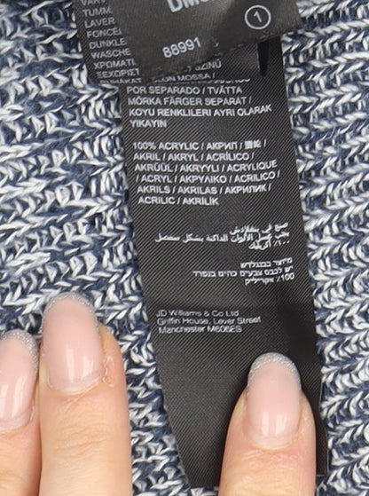 Jacamo Men Blue Striped Chunky-Knit Pullover 2XL