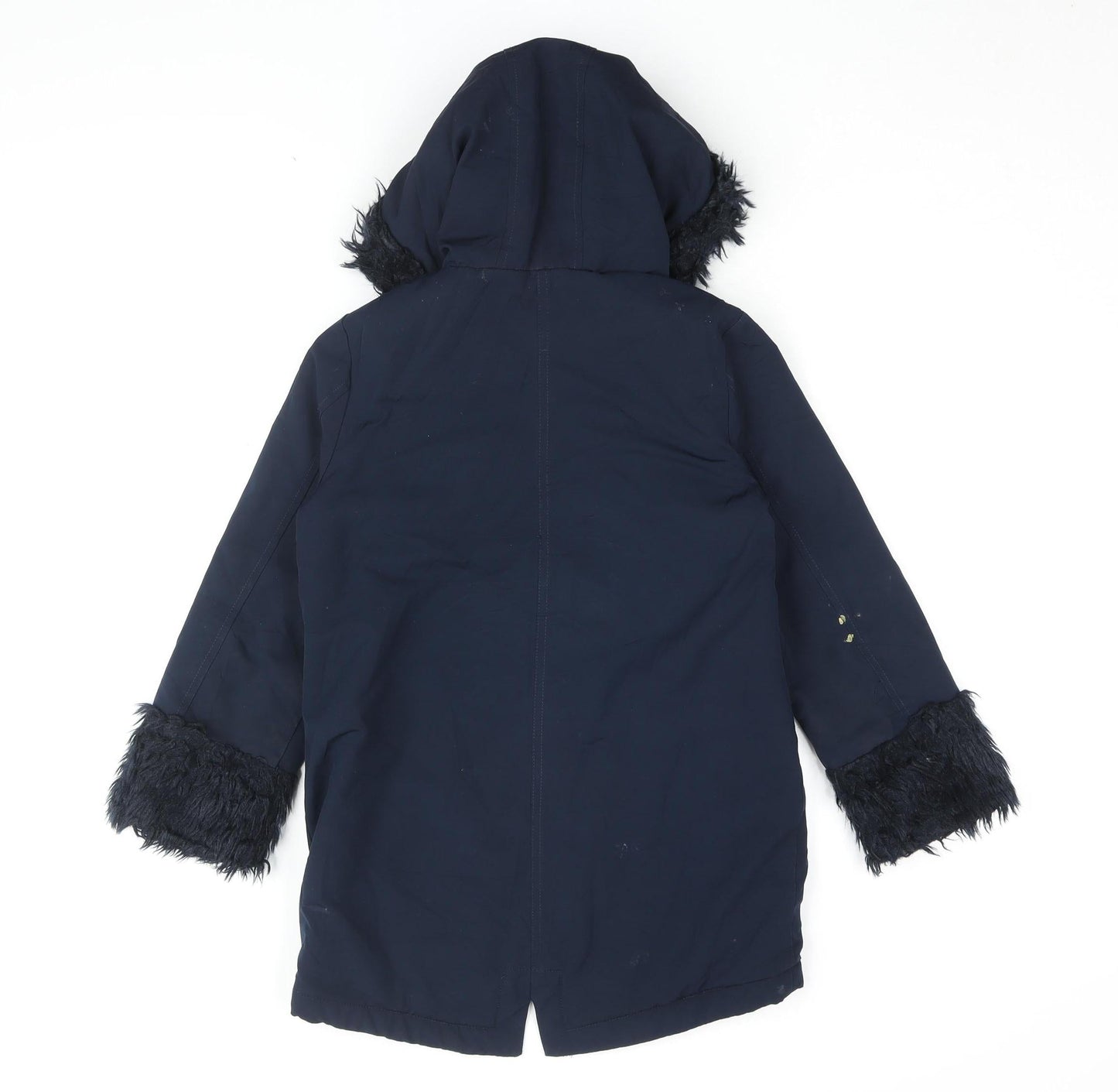 River Island Girls Blue Parka Coat, 7-8 Years, Faux Fur, Winter