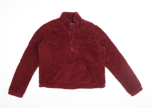 Hollister Women's Red Pullover Fleece Sweatshirt L