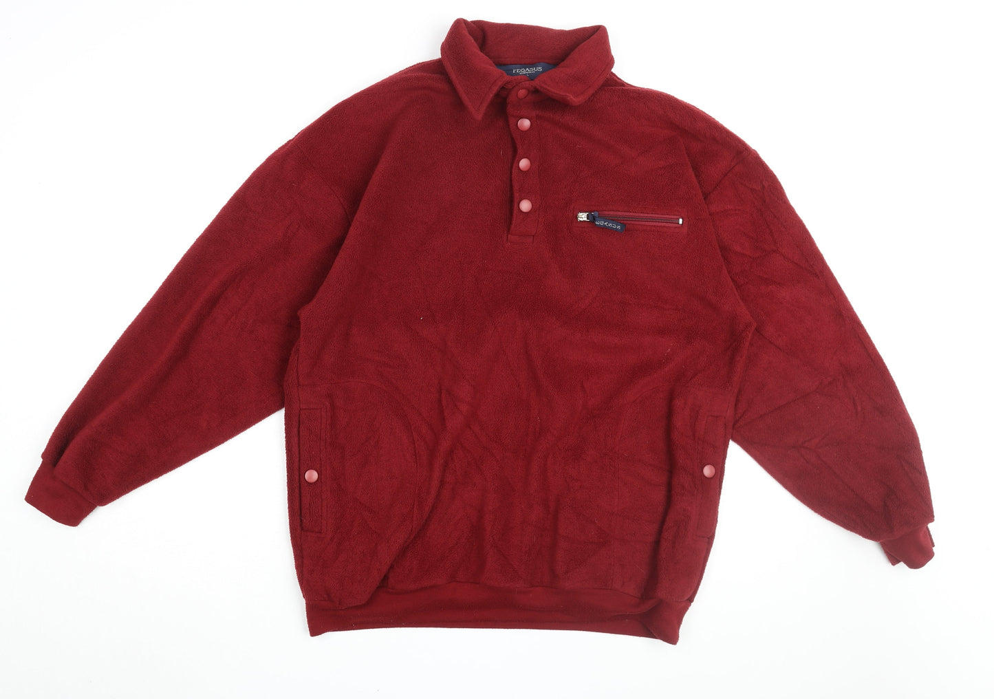 Mens UK Size L Pegasus Red Henley Sweatshirt