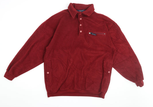 Mens UK Size L Pegasus Red Henley Sweatshirt