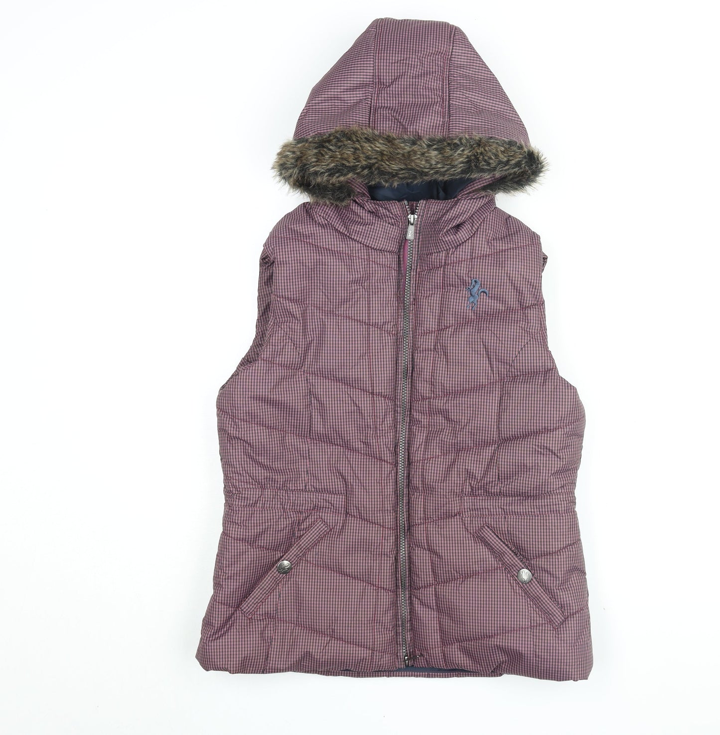 Caldene Women's Purple Check Sleeveless Puffer Waistcoat