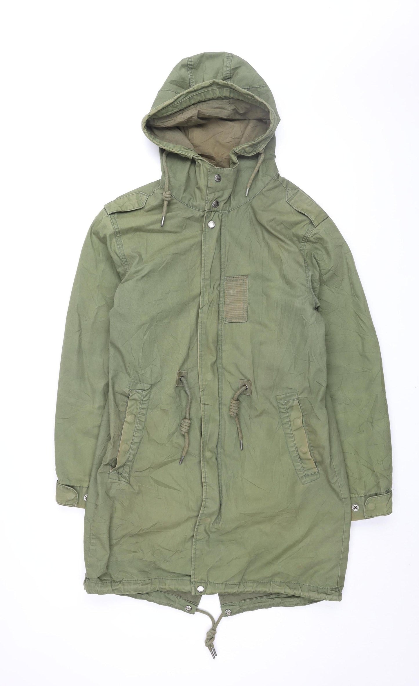 Pull & Bear Women's Green Parka Jacket, Size S