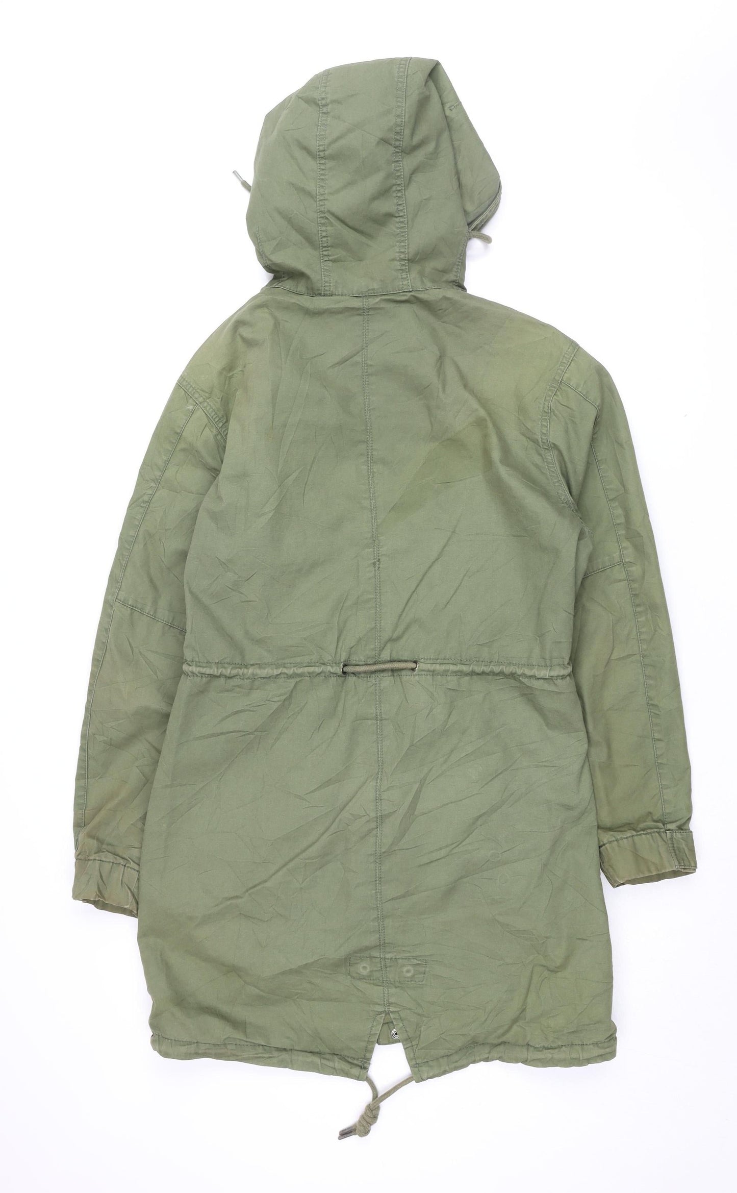 Pull & Bear Women's Green Parka Jacket, Size S