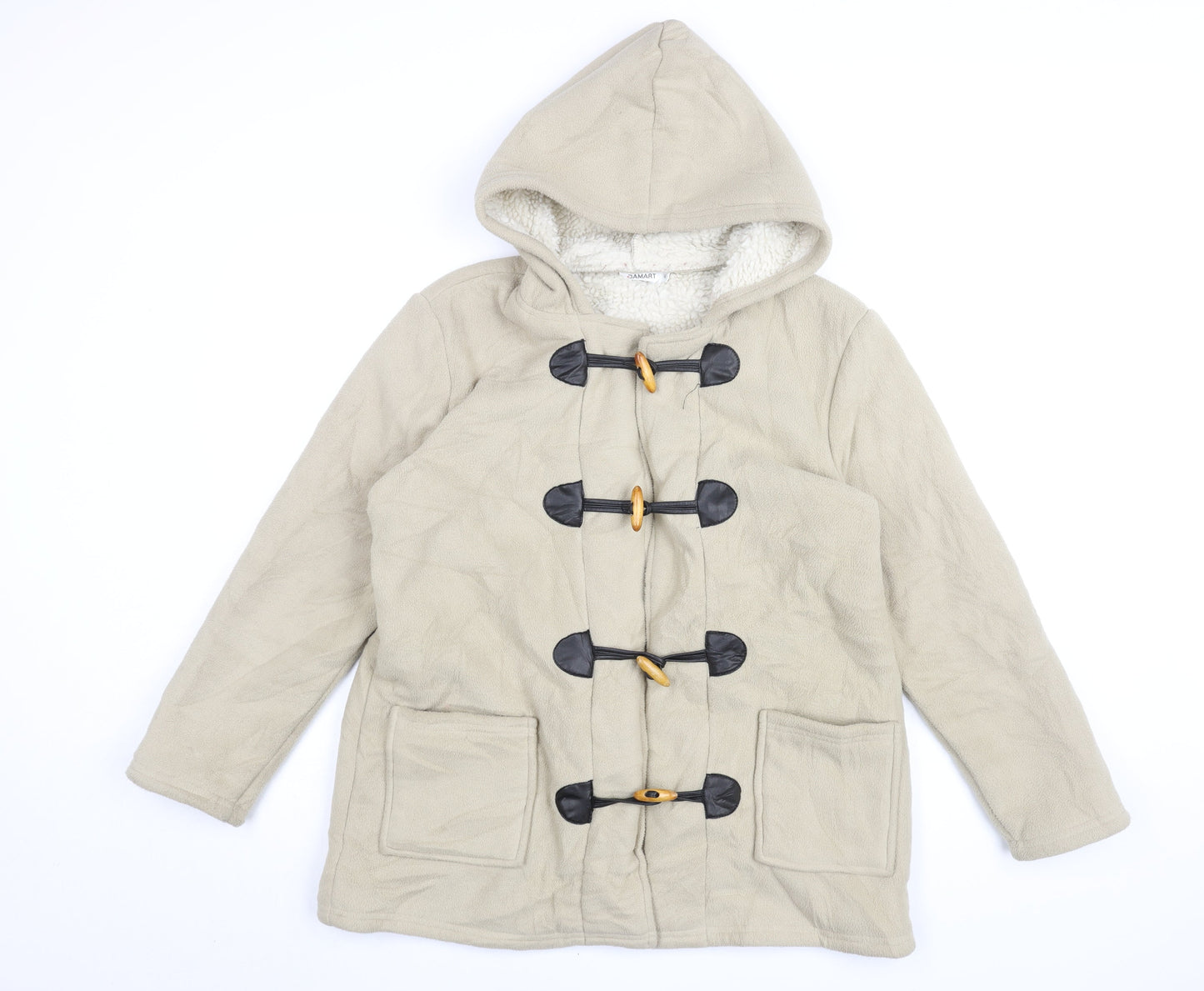 Damart Women's Beige Toggle Hooded Coat Size 14