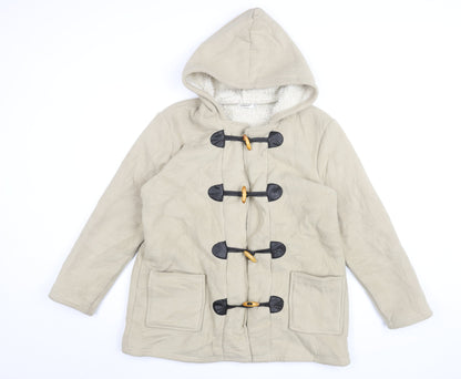 Damart Women's Beige Toggle Hooded Coat Size 14