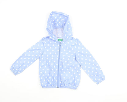 Benetton Girls Blue Polka Dot Windbreaker Jacket 3-4 Years