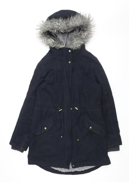 Womens UK Size XS Oasis Black Parka Coat