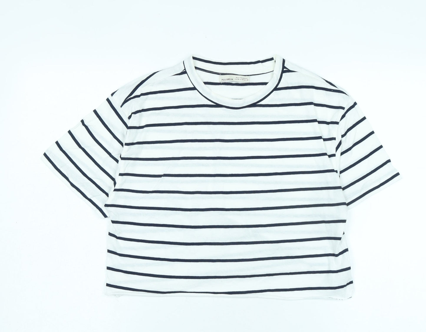 Unisex Adults UK Size M Pull & Bear White Cropped T-Shirt