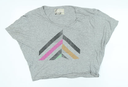 Womens UK Size S ICHI Grey Basic T-Shirt
