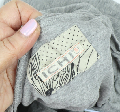 Womens UK Size S ICHI Grey Basic T-Shirt
