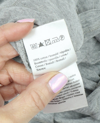Womens UK Size S ICHI Grey Basic T-Shirt