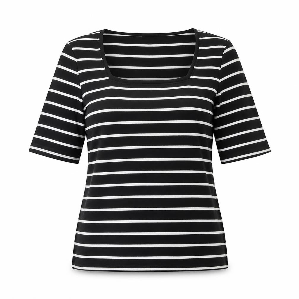 Womens UK Size 14 M&Co Black Basic T-Shirt