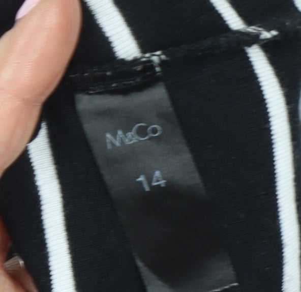 Womens UK Size 14 M&Co Black Basic T-Shirt