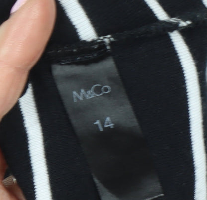 Womens UK Size 14 M&Co Black Basic T-Shirt