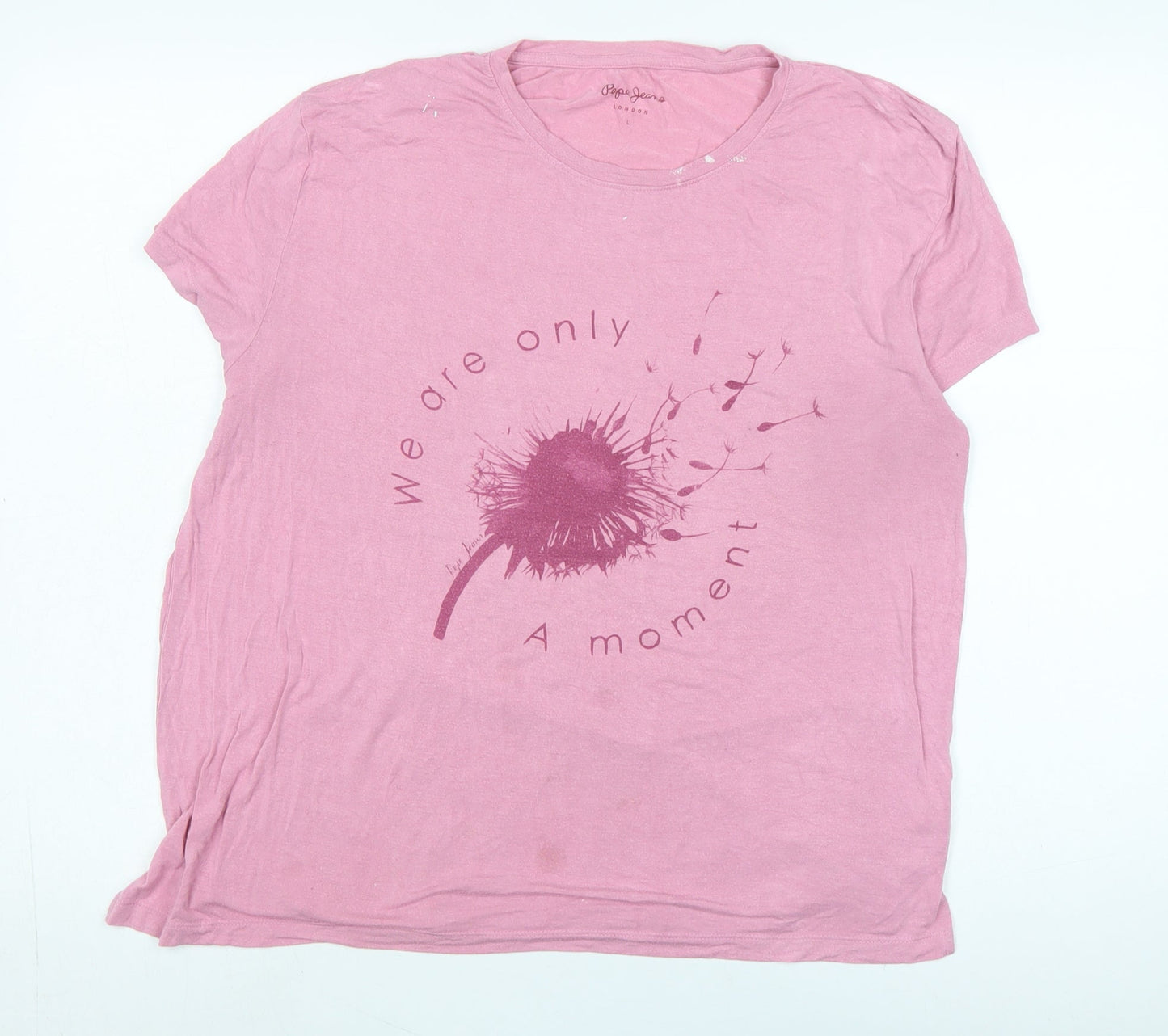 Pepe Jeans Women's Pink T-Shirt L Casual Summer Top