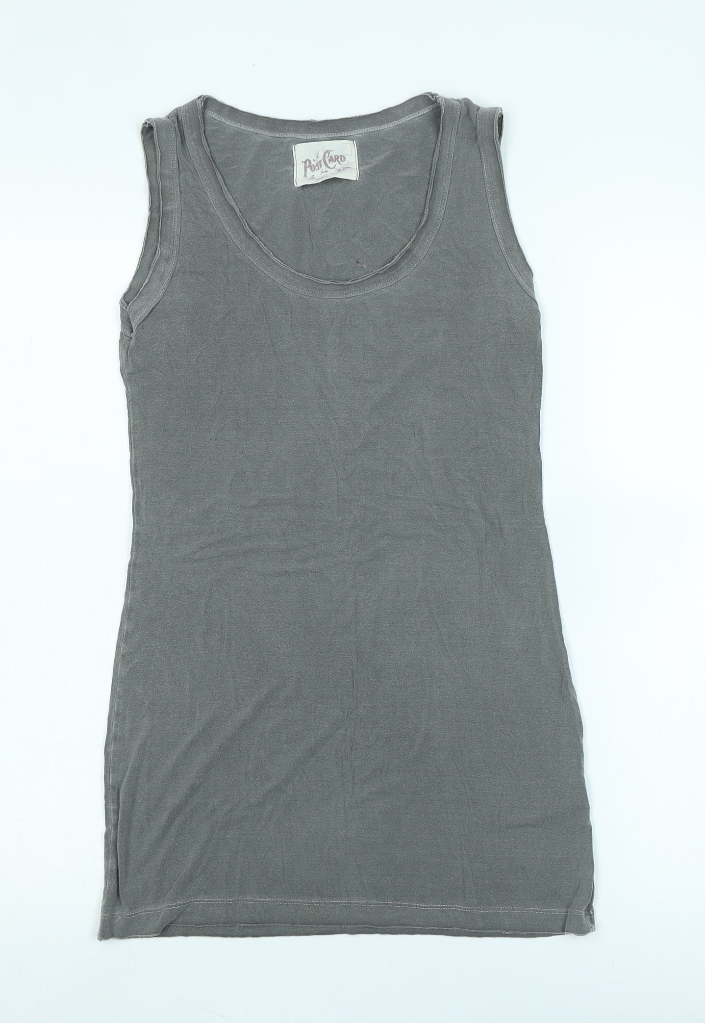 Womens UK Size 6 Post Card Grey Basic Tank