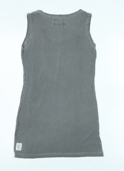 Womens UK Size 6 Post Card Grey Basic Tank