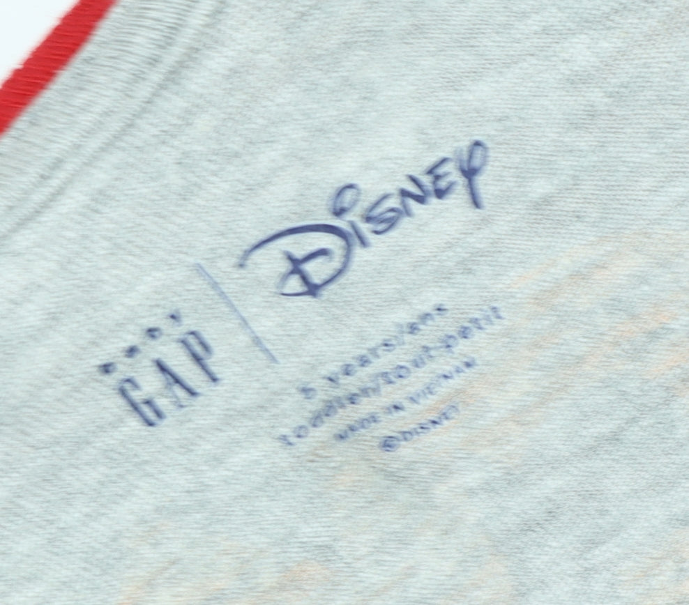 GAP Disney Girls Grey Mickey Mouse Ringer T-Shirt 5 Years