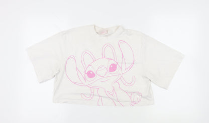 Womens UK Size M Disney White Cropped T-Shirt