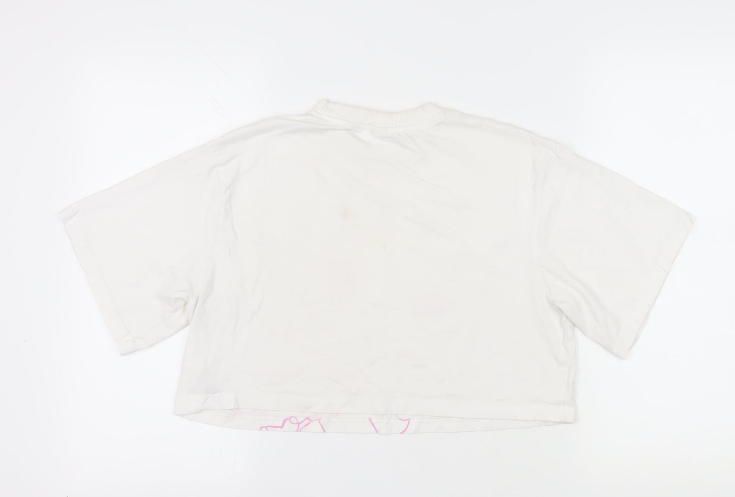 Womens UK Size M Disney White Cropped T-Shirt