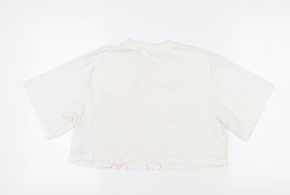 Womens UK Size M Disney White Cropped T-Shirt