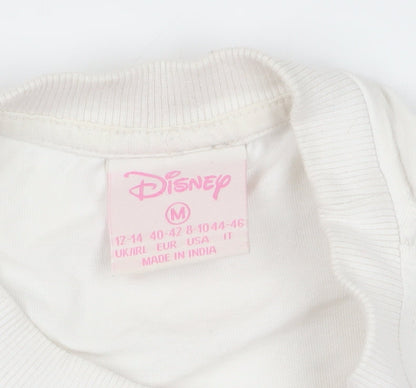Womens UK Size M Disney White Cropped T-Shirt
