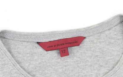 Womens UK Size 12 John Richmond Grey Basic T-Shirt