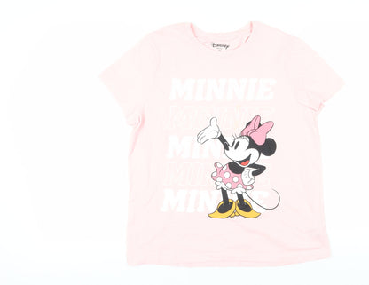 Womens UK Size M Disney Pink Basic T-Shirt