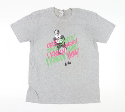 Men's Grey Elf Christmas Graphic T-Shirt - Size L