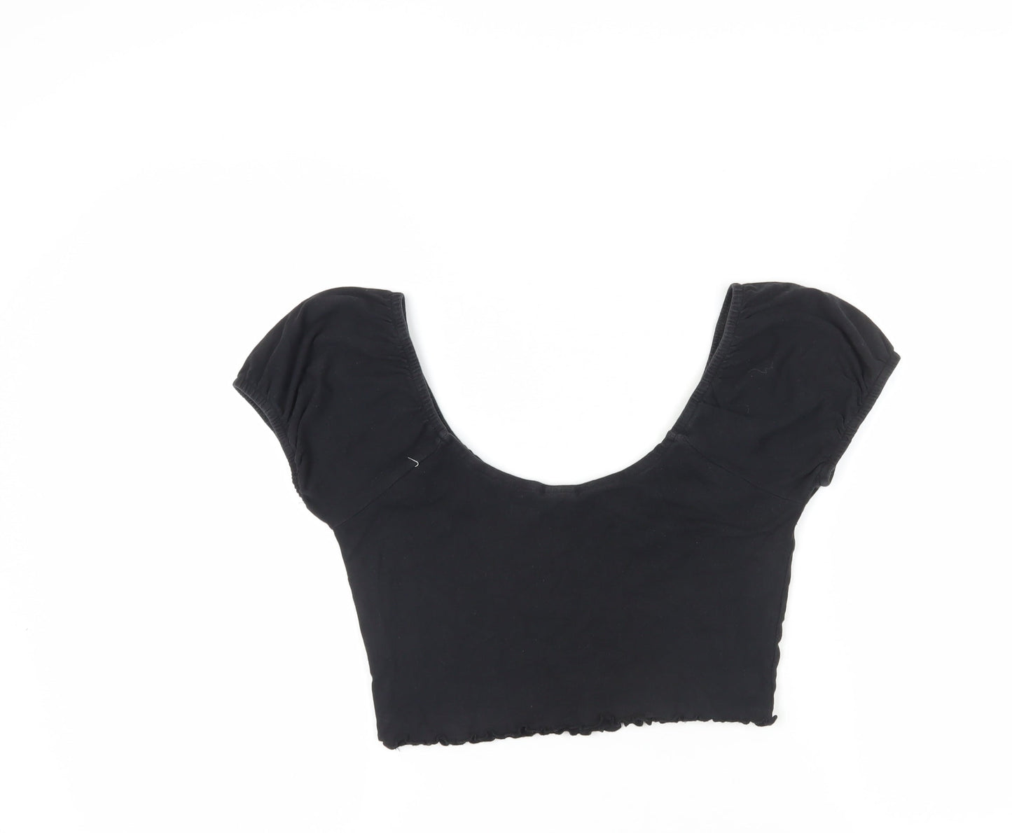 Womens UK Size M Urban Outfitters Black Cropped T-Shirt