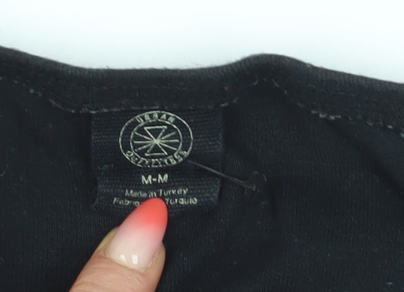 Womens UK Size M Urban Outfitters Black Cropped T-Shirt