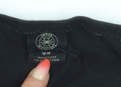 Womens UK Size M Urban Outfitters Black Cropped T-Shirt